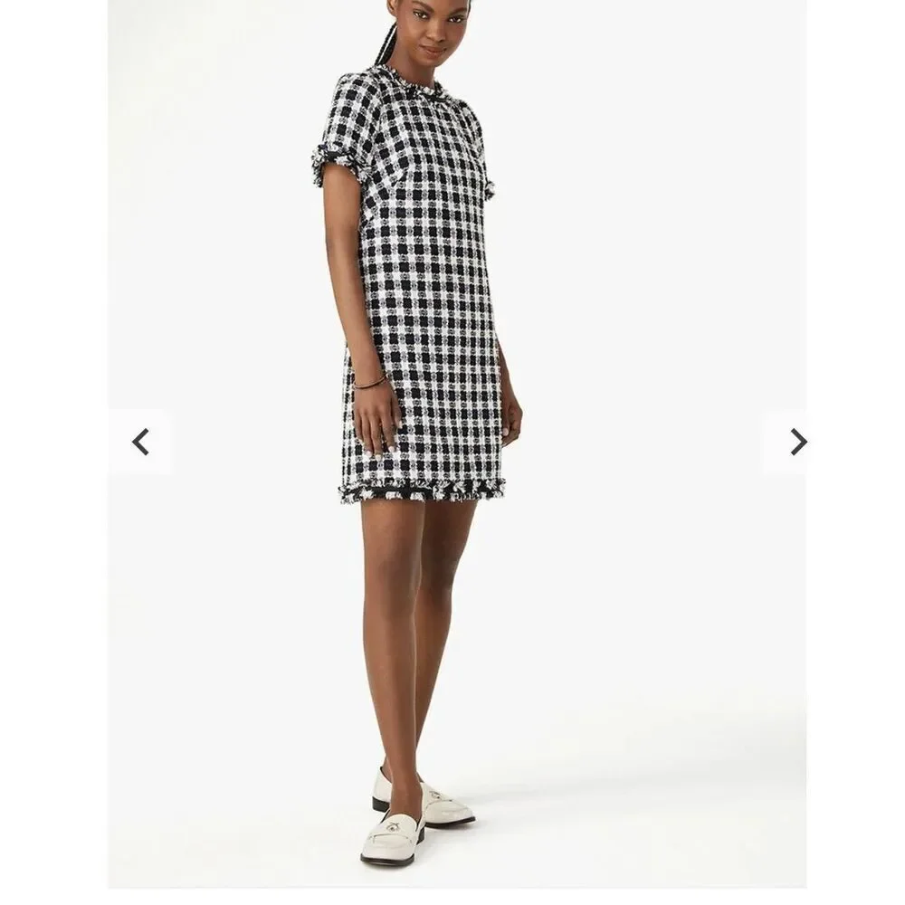 New Without Tag Women’s Kate Spade Tweed  Checkers Shift Dress MSRP $449 Sz. 14